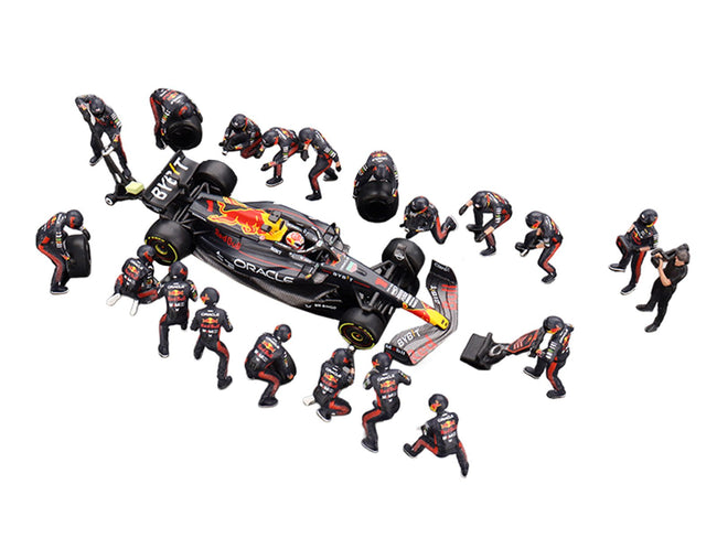 Red Bull RB19 #1 Max Verstappen Winner Formula One F1 "Japanese GP" (2023) with Red Bull Pit Crew Set of 21 pieces Limited Edition to 5000 pieces Worldwide 1/64 Diecast Model Car by Mini GT-Mini GT-ModelCars.com