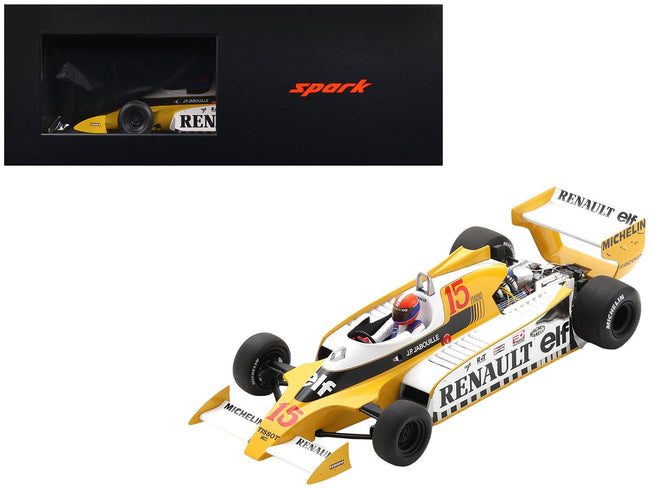 Renault RS11 #15 Jean-Pierre Jabouille "Equipe Renault Elf" Winner Formula One F1 "French GP" (1979) with Acrylic Display Case 1/18 Model Car by Spark-Spark-ModelCars.com