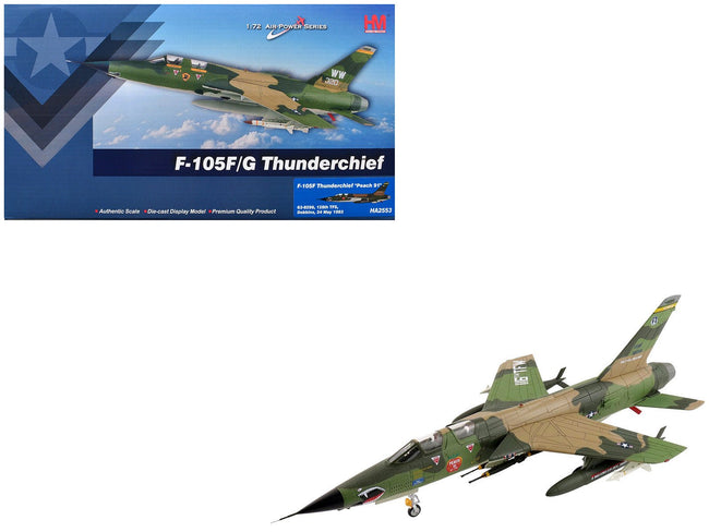 Republic F-105F Thunderchief Fighter-Bomber Aircraft "63-8299 Peach 91 128th Tactical Fighter Squadron Georgia ANG Dobbins Air Reserve Base" United States Air Force "Air Power Series" 1/72 Diecast Model by Hobby Master-Hobby Master-ModelCars.com