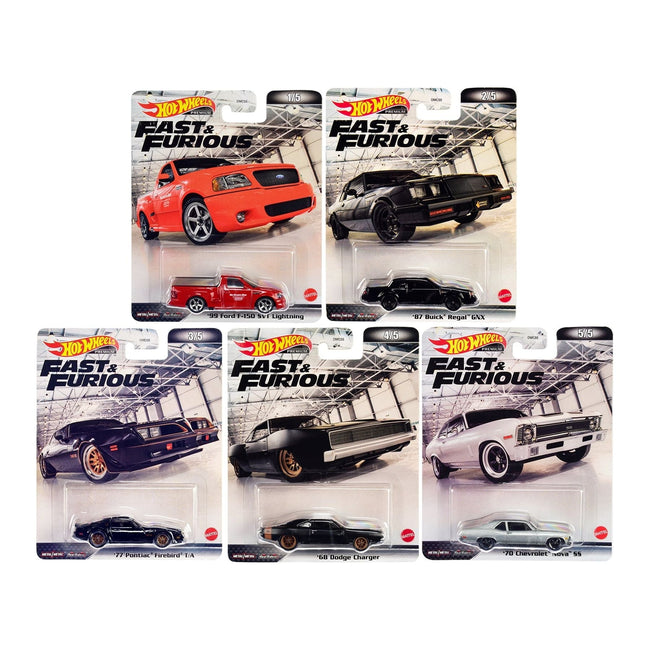 "Retro Entertainment 2022" "Fast and Furious" 5 piece Set Diecast Model Cars by Hot Wheels-Hotwheels-ModelCars.com