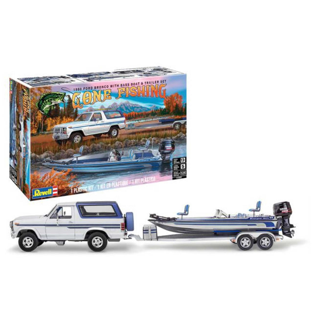 Revell 1/24 1980 Ford Bronco & Bass Boat w/Trailer Model Kit-Revell-ModelCars.com