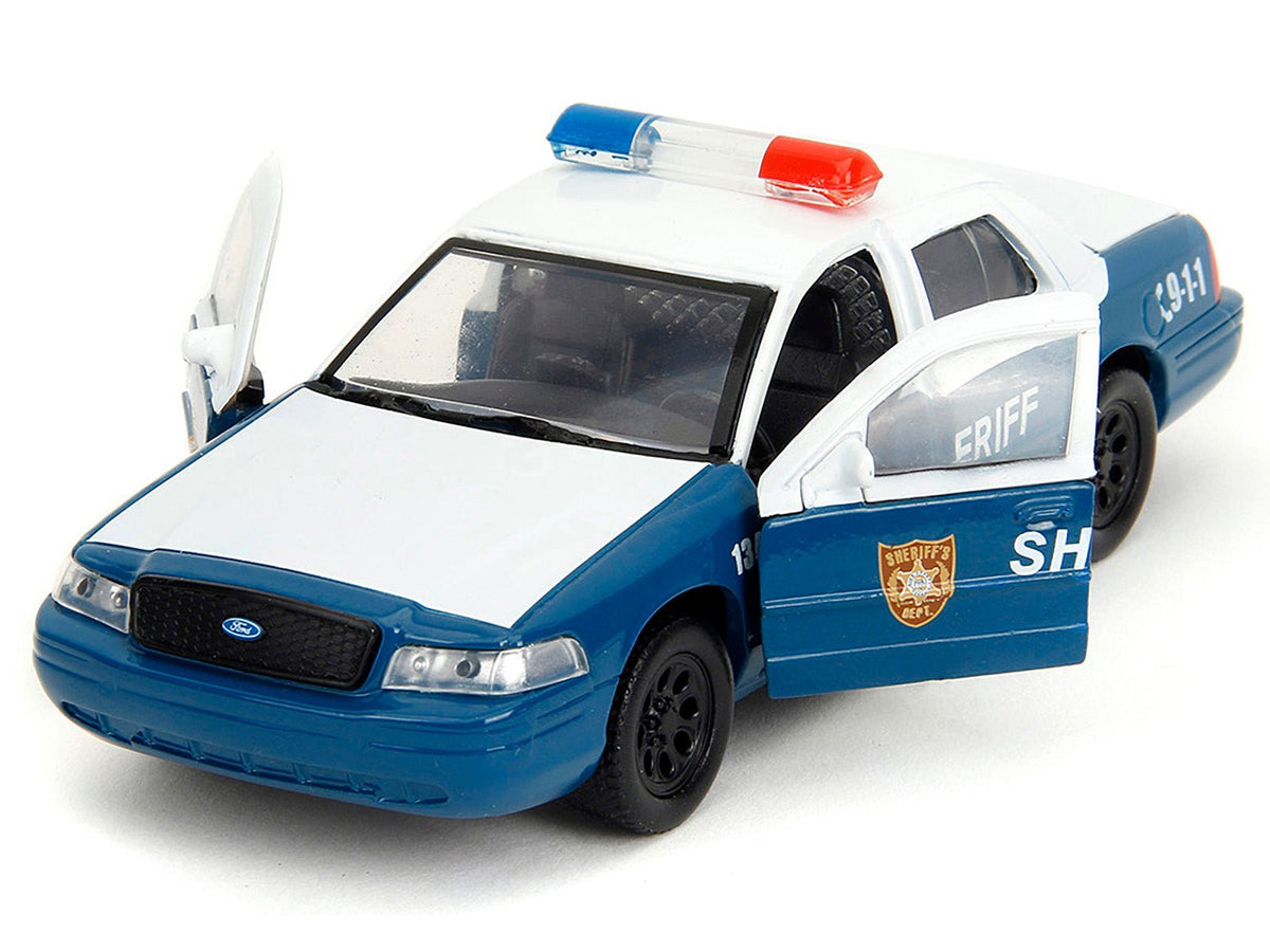 Rick Grimes' Ford Crown Victoria "Sheriff" Blue and White "The Walking Dead" (2010-2022) TV Series "Hollywood Rides" Series 1/32 Diecast Model Car by Jada-Jada-ModelCars.com