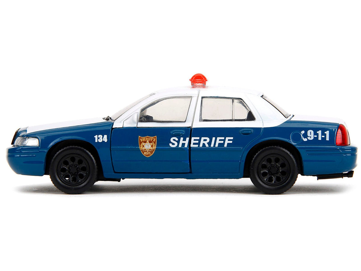Rick Grimes' Ford Crown Victoria "Sheriff" Blue and White "The Walking Dead" (2010-2022) TV Series "Hollywood Rides" Series 1/32 Diecast Model Car by Jada-Jada-ModelCars.com