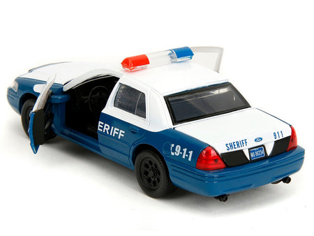Rick Grimes' Ford Crown Victoria "Sheriff" Blue and White "The Walking Dead" (2010-2022) TV Series "Hollywood Rides" Series 1/32 Diecast Model Car by Jada-Jada-ModelCars.com