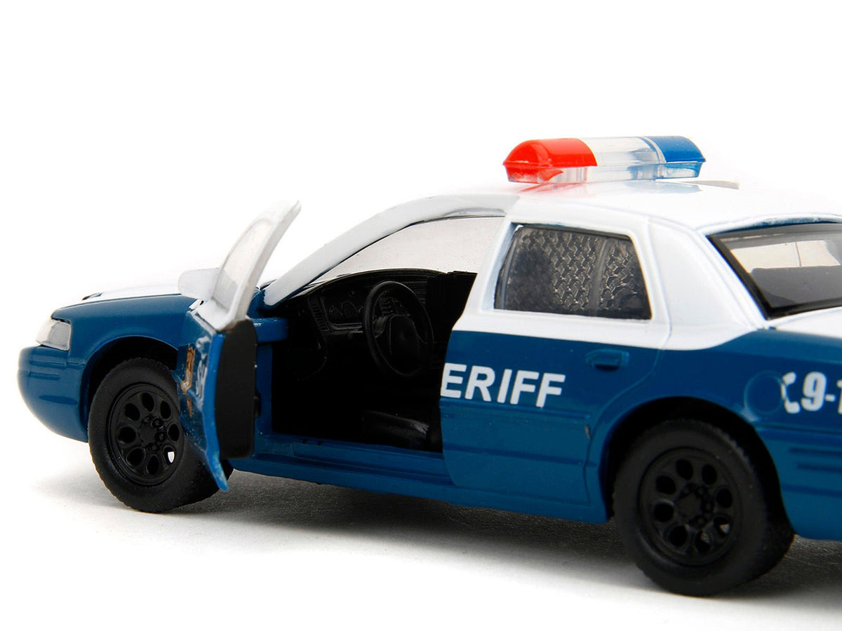 Rick Grimes' Ford Crown Victoria "Sheriff" Blue and White "The Walking Dead" (2010-2022) TV Series "Hollywood Rides" Series 1/32 Diecast Model Car by Jada-Jada-ModelCars.com