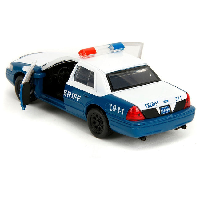Rick Grimes' Ford Crown Victoria "Sheriff" Blue and White "The Walking Dead" (2010 - 2022) TV Series "Hollywood Rides" Series 1/32 Diecast Model Car by Jada - Jada - ModelCars.com