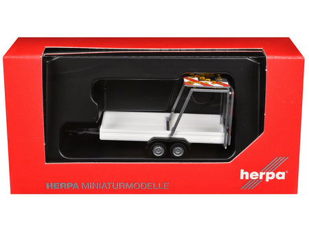 Road Maintenance Trailer White with Striped Top 1/87 (HO) Plastic Model by Promotex-Promotex-ModelCars.com