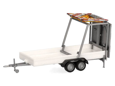 Road Maintenance Trailer White with Striped Top 1/87 (HO) Plastic Model by Promotex-Promotex-ModelCars.com