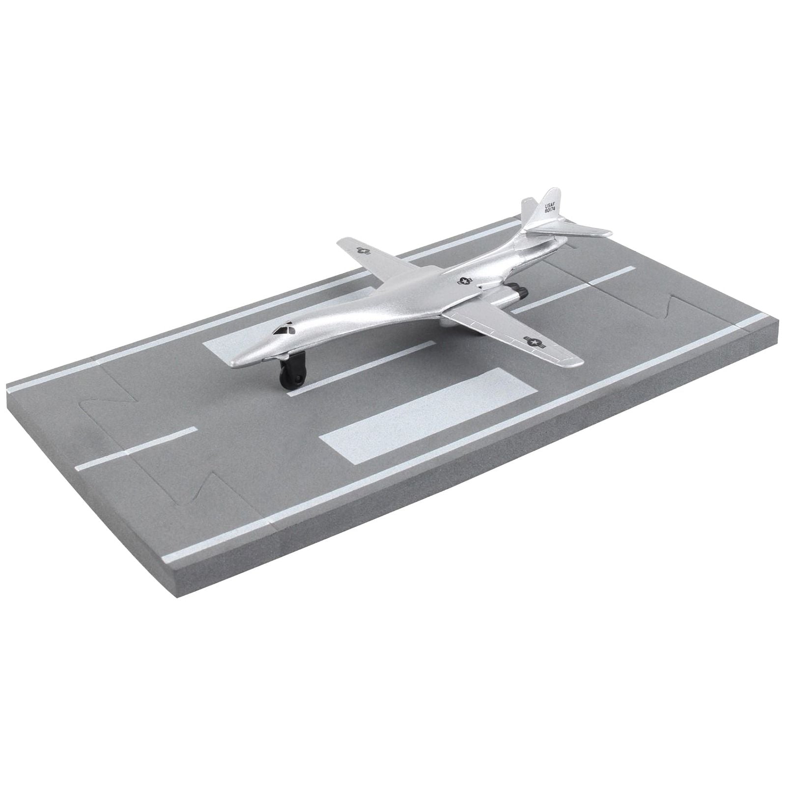 Rockwell B - 1 Lancer Bomber Aircraft Silver Metallic "United States Air Force" with Runway Section Diecast Model Airplane by Runway24 - Runway24 - ModelCars.com