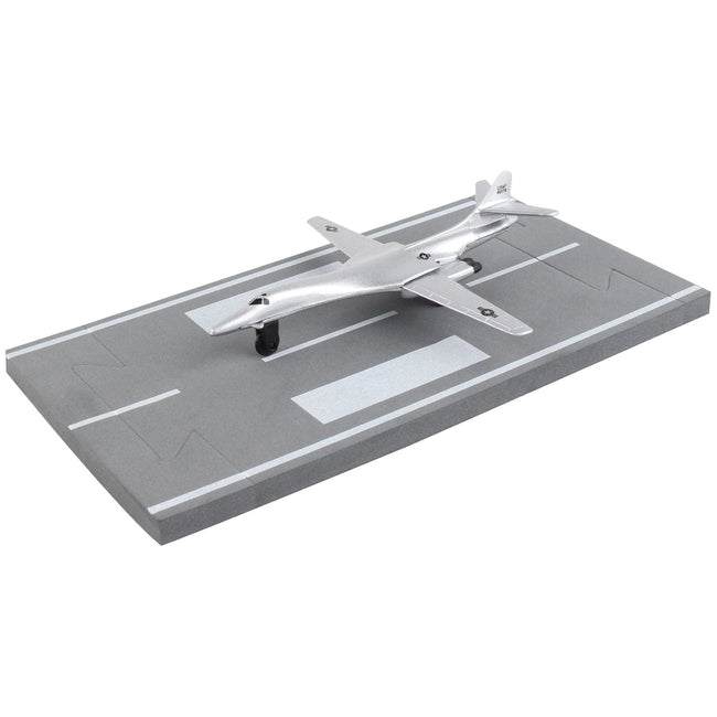 Rockwell B - 1 Lancer Bomber Aircraft Silver Metallic "United States Air Force" with Runway Section Diecast Model Airplane by Runway24 - Runway24 - ModelCars.com