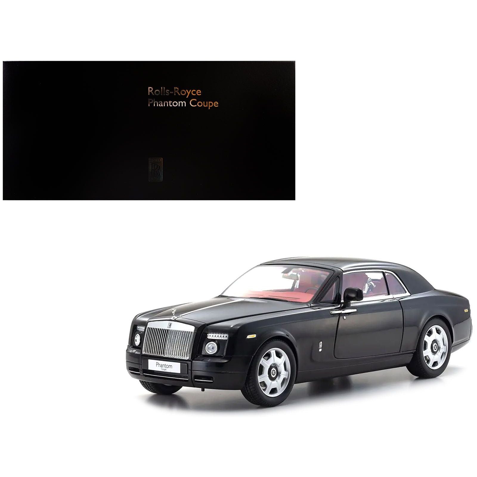 Rolls Royce Phantom Coupe Diamond Black with Red Interior 1/18 Diecast Model Car by Kyosho - Kyosho - ModelCars.com
