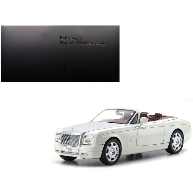 Rolls Royce Phantom Drophead Coupe English White with Silver Hood 1/18 Diecast Model Car by Kyosho-Kyosho-ModelCars.com