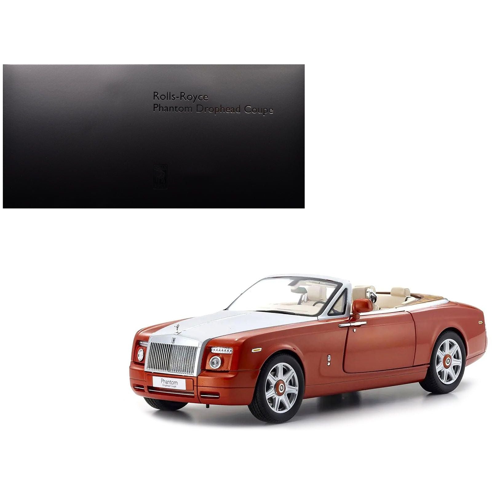 Rolls Royce Phantom Drophead Coupe Orange Metallic with Silver Hood 1/18 Diecast Model Car by Kyosho - Kyosho - ModelCars.com