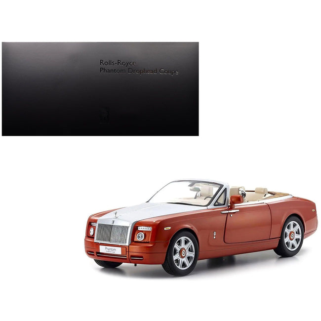 Rolls Royce Phantom Drophead Coupe Orange Metallic with Silver Hood 1/18 Diecast Model Car by Kyosho - Kyosho - ModelCars.com
