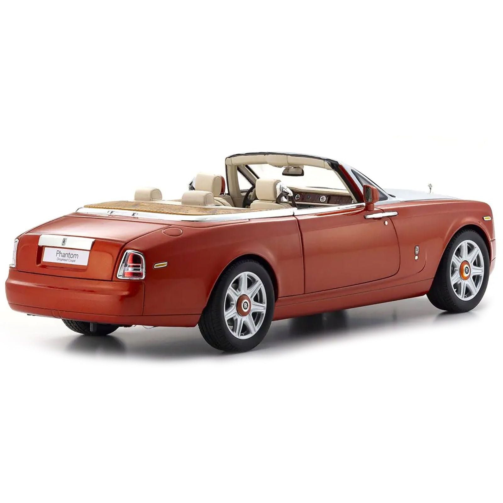Rolls Royce Phantom Drophead Coupe Orange Metallic with Silver Hood 1/18 Diecast Model Car by Kyosho - Kyosho - ModelCars.com