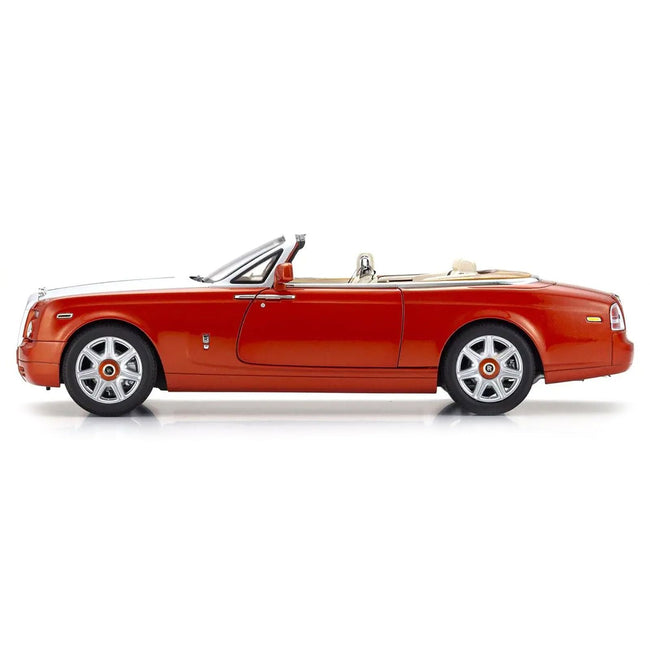 Rolls Royce Phantom Drophead Coupe Orange Metallic with Silver Hood 1/18 Diecast Model Car by Kyosho-Kyosho-ModelCars.com