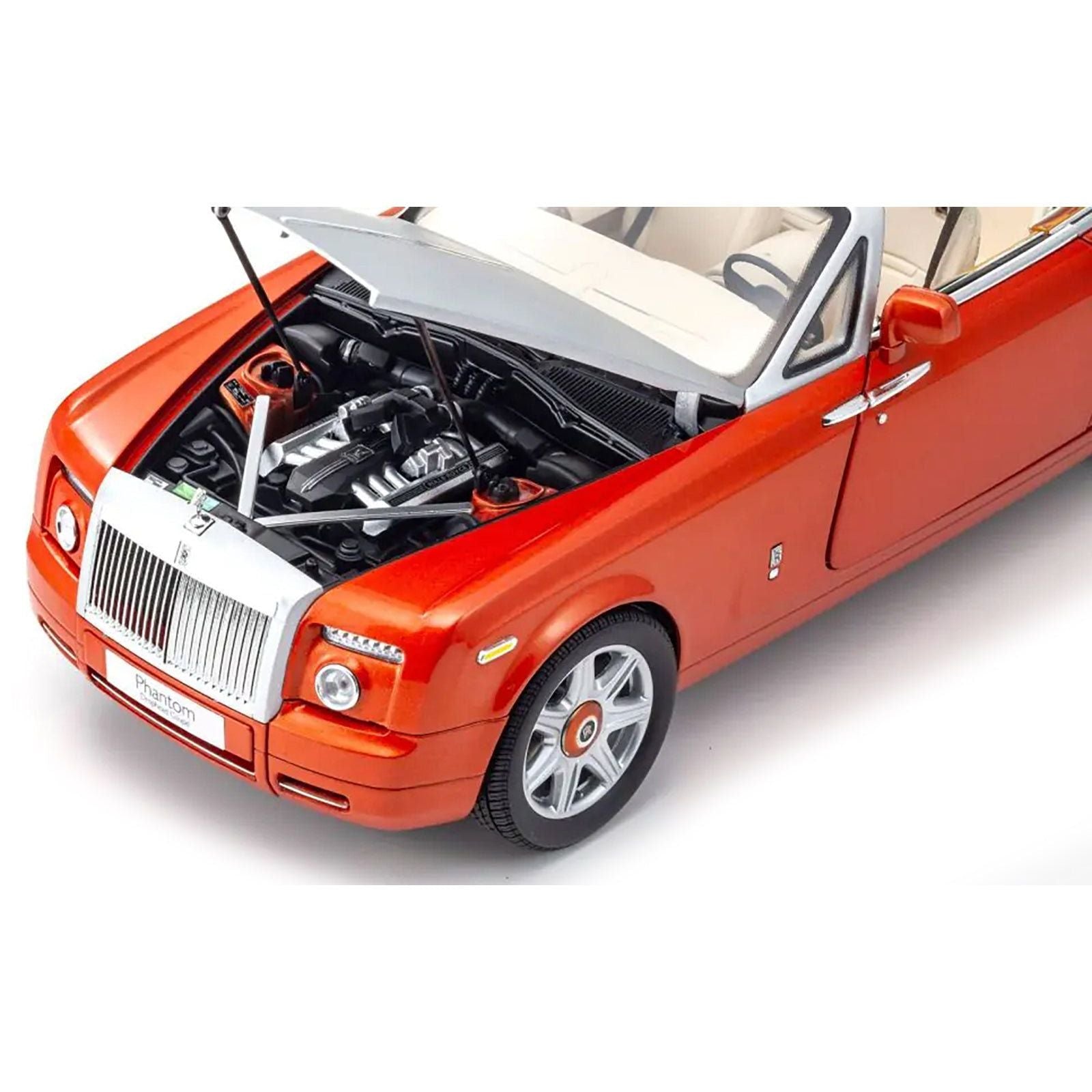 Rolls Royce Phantom Drophead Coupe Orange Metallic with Silver Hood 1/18 Diecast Model Car by Kyosho - Kyosho - ModelCars.com