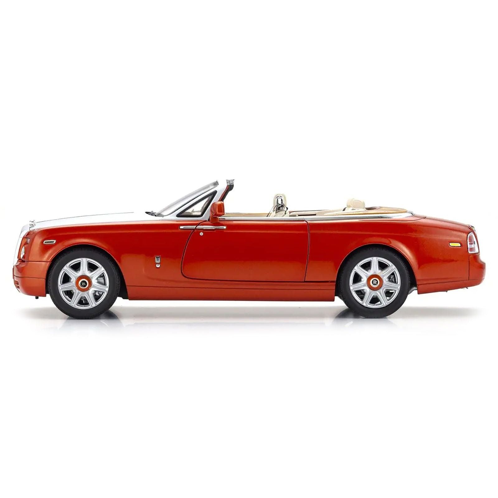 Rolls Royce Phantom Drophead Coupe Orange Metallic with Silver Hood 1/18 Diecast Model Car by Kyosho - Kyosho - ModelCars.com