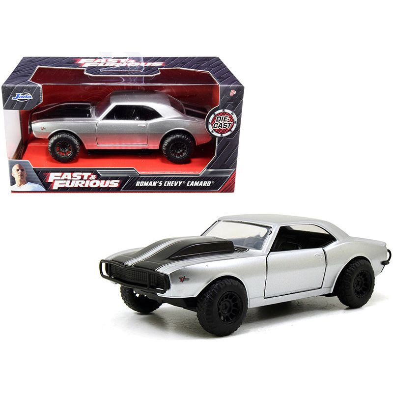 Roman's Chevrolet Camaro Z/28 Silver with Black Stripes "Fast & Furious 7" (2015) Movie 1/32 Diecast Model Car by Jada-Jada-ModelCars.com