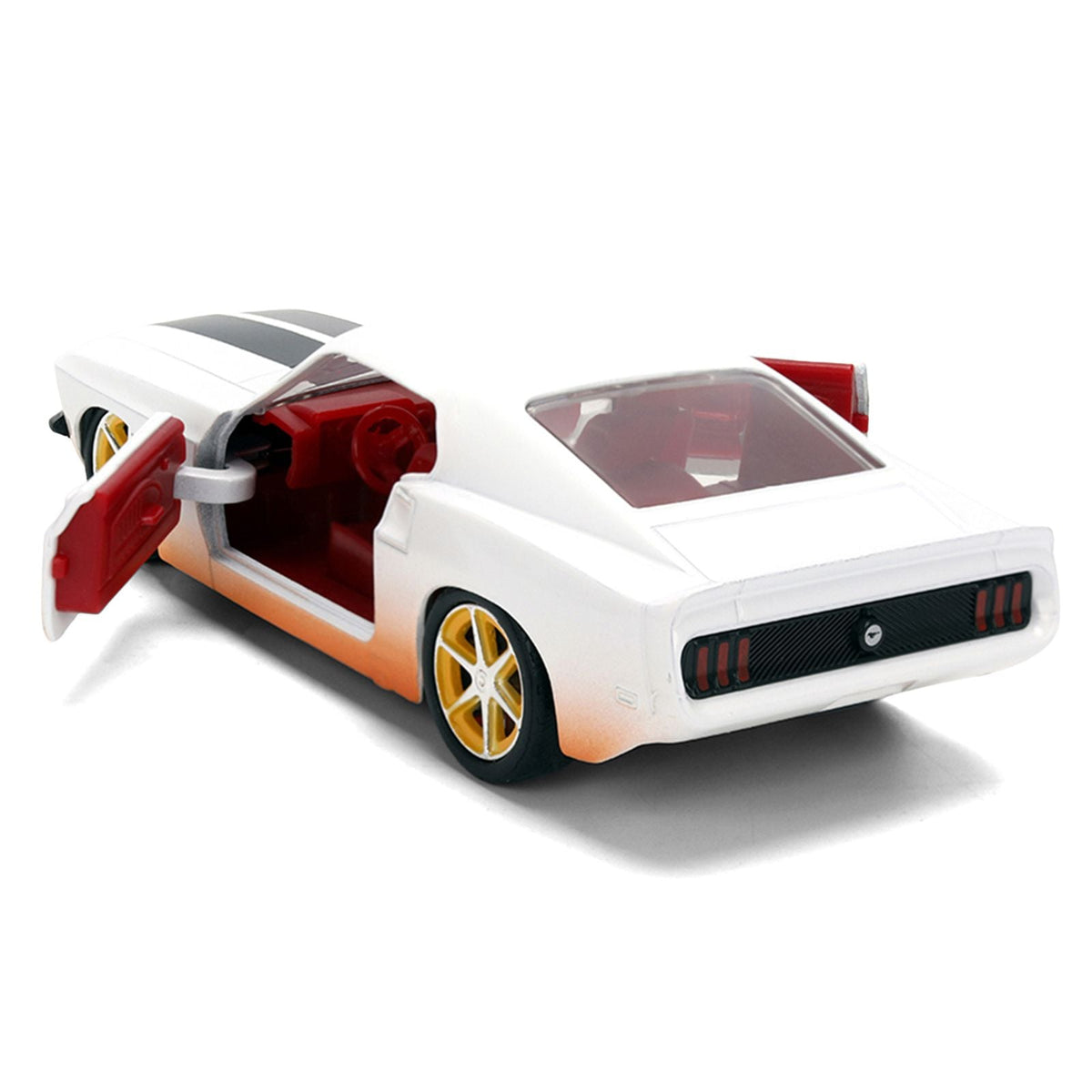 Roman's Ford Mustang White with Black Stripes and Red Interior (Dirty Version) "Fast & Furious" Movie "Fast & Furious 25th Anniversary" Series 1/32 Diecast Model Car by Jada-Jada-ModelCars.com