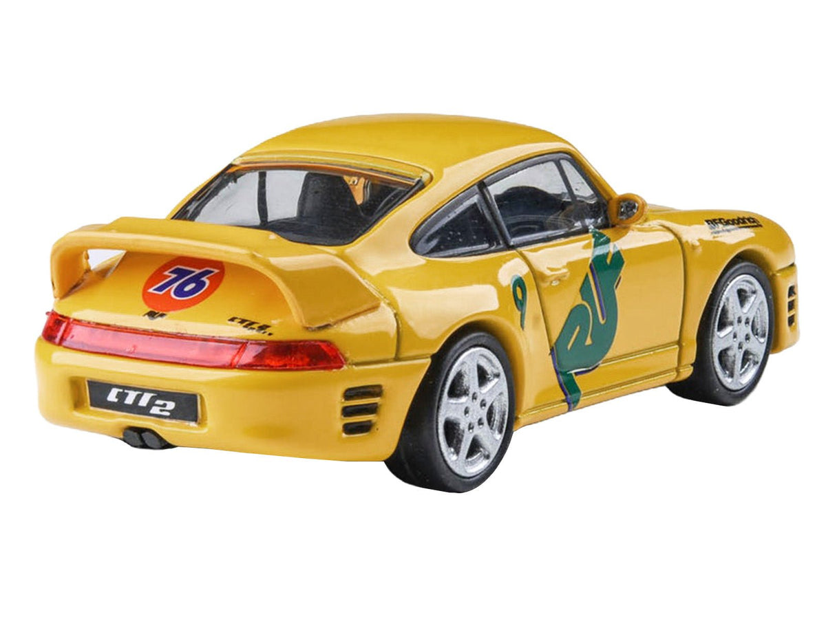 RUF CTR2 #9 "Pikes Peak" Yellow with Graphics 1/64 Diecast Model Car by Paragon Models-Paragon-ModelCars.com