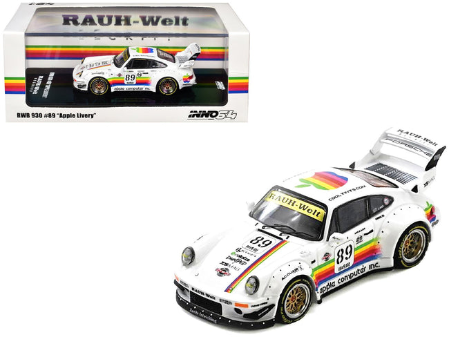 RWB 930 #89 "Apple Livery" White with Stripes 1/64 Diecast Model Car by Inno Models-Inno Models-ModelCars.com