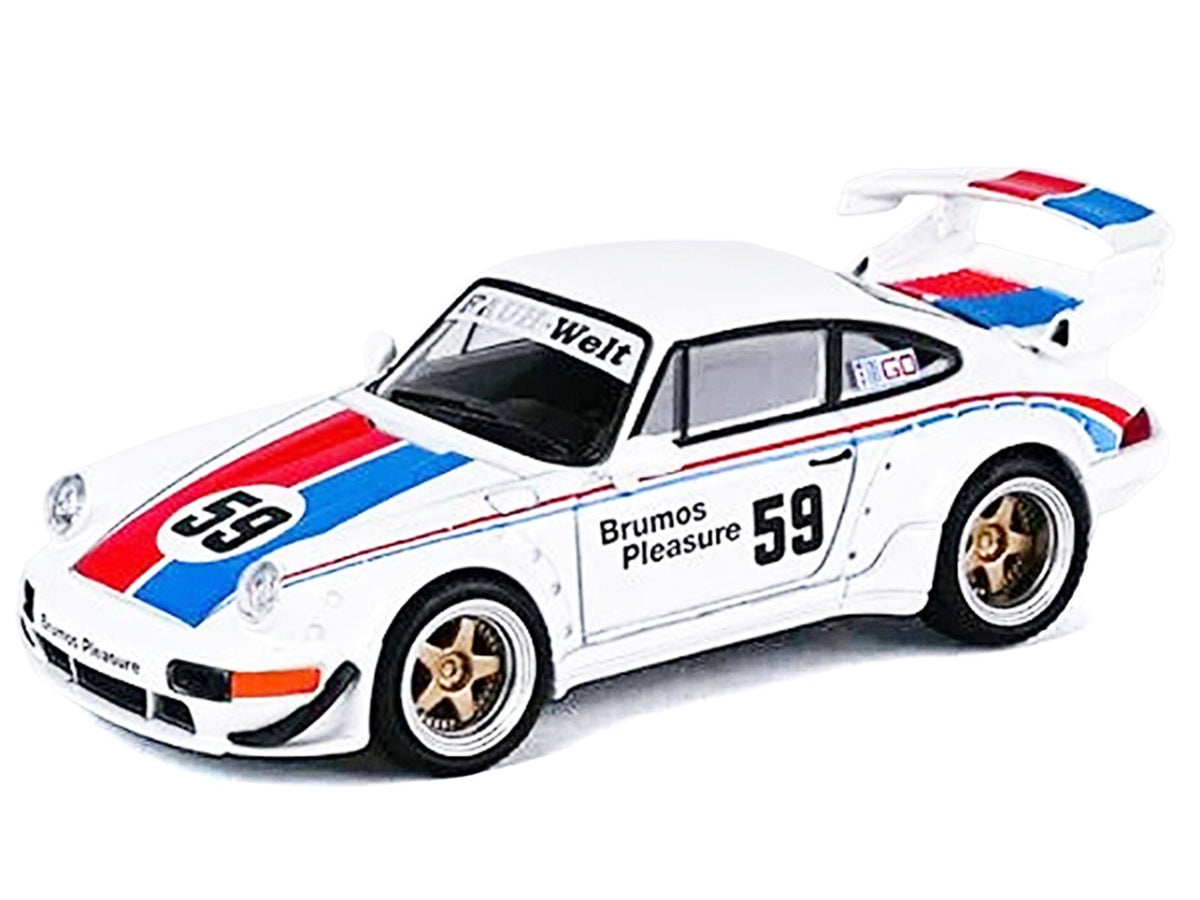 RWB 964 59 "Brumos Pleasure" White with Red and Blue Stripes "KitGo Base" Series 1/64 Diecast Model Car by Model Model-Model Model-ModelCars.com