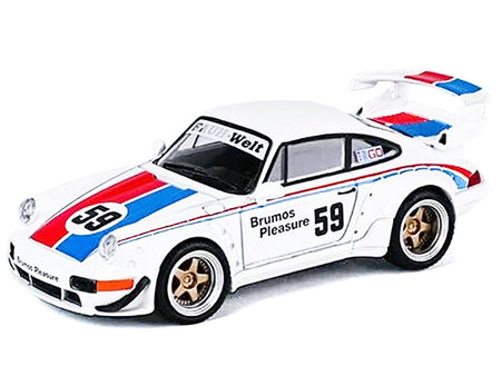 RWB 964 59 "Brumos Pleasure" White with Red and Blue Stripes "KitGo Base" Series 1/64 Diecast Model Car by Model Model-Model Model-ModelCars.com