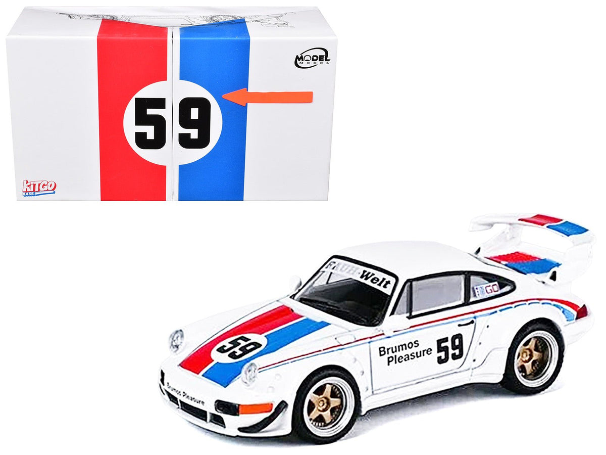 RWB 964 59 "Brumos Pleasure" White with Red and Blue Stripes "KitGo Base" Series 1/64 Diecast Model Car by Model Model-Model Model-ModelCars.com