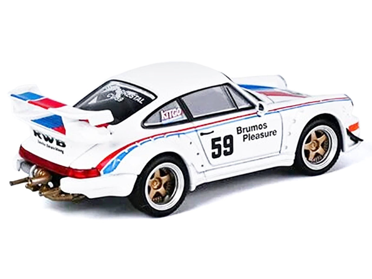 RWB 964 59 "Brumos Pleasure" White with Red and Blue Stripes "KitGo Base" Series 1/64 Diecast Model Car by Model Model-Model Model-ModelCars.com