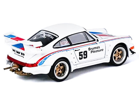 RWB 964 59 "Brumos Pleasure" White with Red and Blue Stripes "KitGo Base" Series 1/64 Diecast Model Car by Model Model-Model Model-ModelCars.com