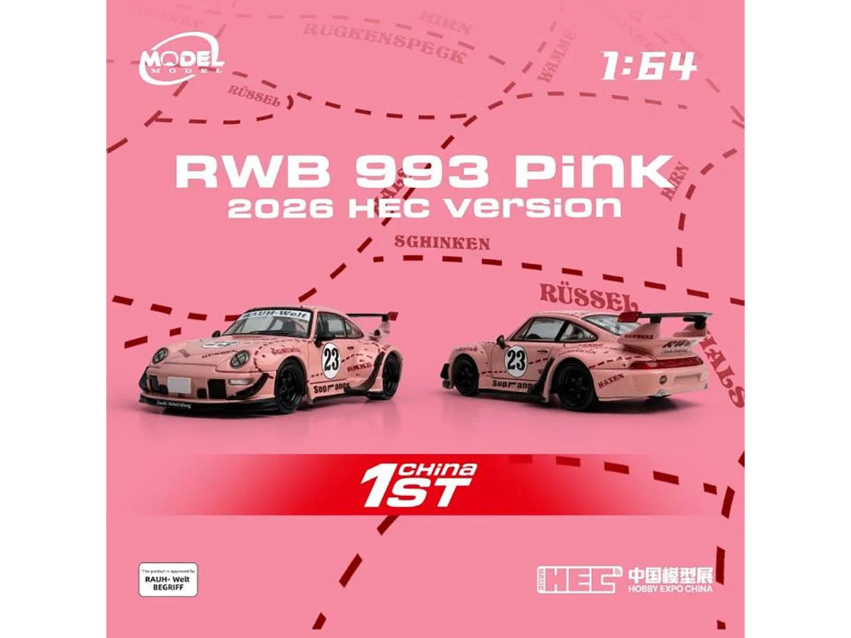 RWB 993 23 Pink Version with Graphics "Hobby Expo China 2026 Event Edition" 1/64 Diecast Model Car by Model Model-Model Model-ModelCars.com