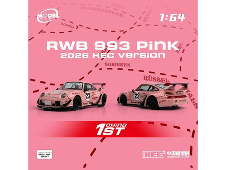 RWB 993 23 Pink Version with Graphics "Hobby Expo China 2026 Event Edition" 1/64 Diecast Model Car by Model Model-Model Model-ModelCars.com