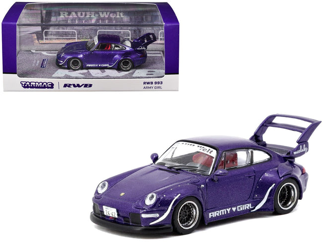RWB 993 "Army Girl" Purple Metallic "Hobby64" Series 1/64 Diecast Model Car by Tarmac Works-Tarmac Works-ModelCars.com