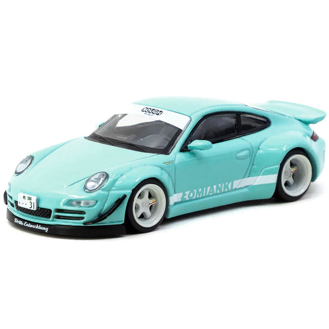 RWB 997 "Lomianki" Light Blue with White Stripes "Hobby64" Series 1/64 Diecast Model Car by Tarmac Works-Tarmac Works-ModelCars.com