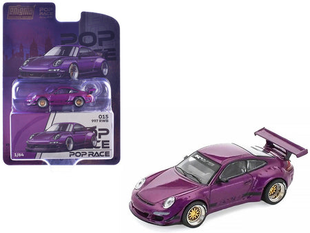 RWB 997 Purple Metallic with Black Stripes 1/64 Diecast Model Car by Pop Race-Pop Race-ModelCars.com