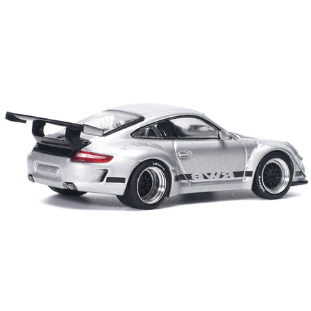 RWB 997 Silver Metallic with Black Stripes and Hood 1/64 Diecast Model Car by Pop Race - Pop Race - ModelCars.com