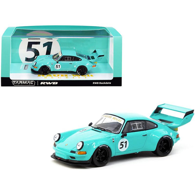 RWB Backdate 51 Turquoise Blue "RAUH - Welt BEGRIFF" 1/43 Diecast Model Car by Tarmac Works - Tarmac Works - ModelCars.com