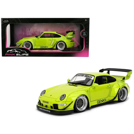 RWB Body Kit "Genki" Lime Green "Pink Slips" Series 1/18 Diecast Model Car by Jada-Jada-ModelCars.com