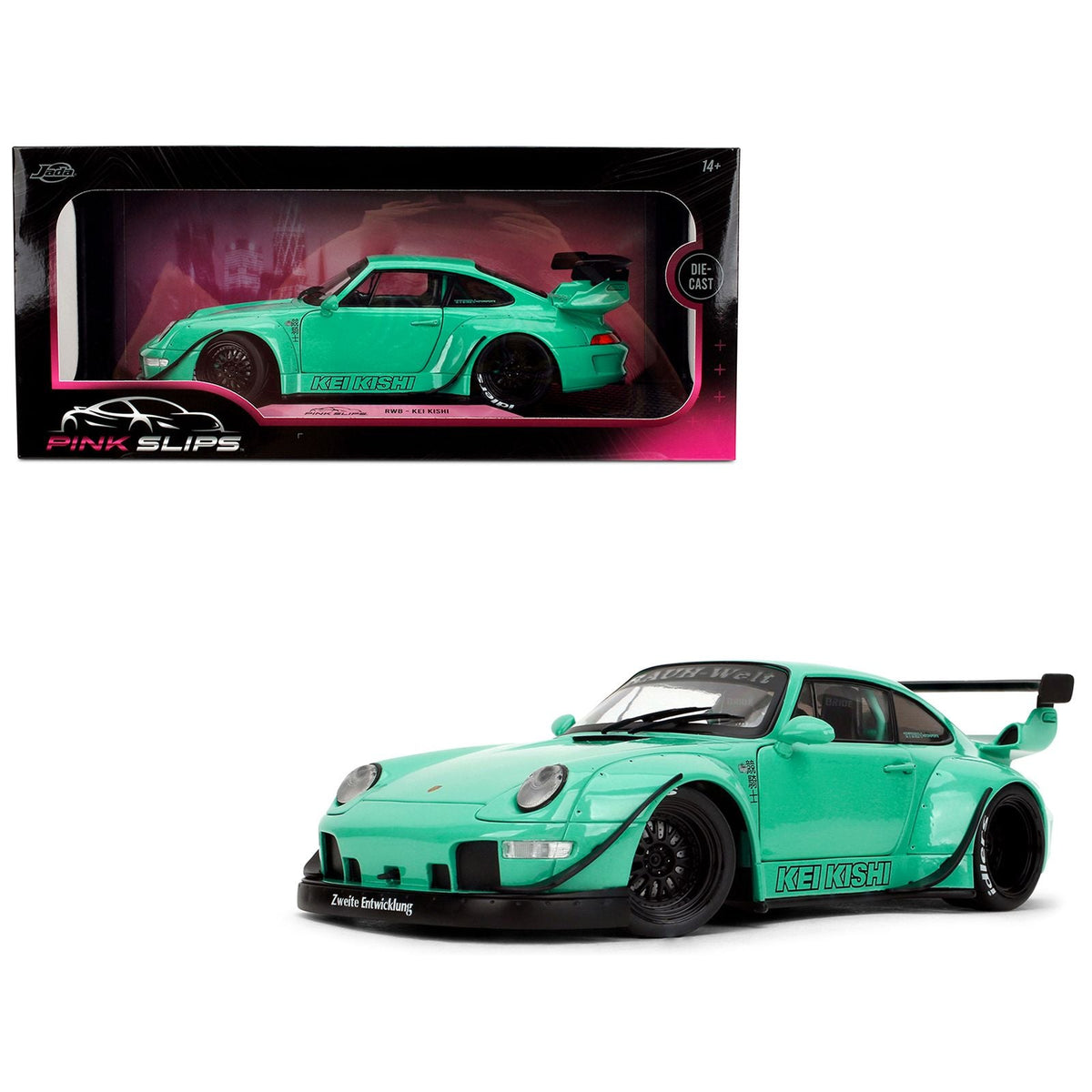 RWB Body Kit "Kei Kishi" Light Blue "Pink Slips" Series 1/18 Diecast Model Car by Jada-Jada-ModelCars.com
