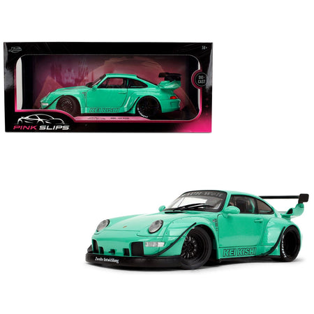 RWB Body Kit "Kei Kishi" Light Blue "Pink Slips" Series 1/18 Diecast Model Car by Jada-Jada-ModelCars.com