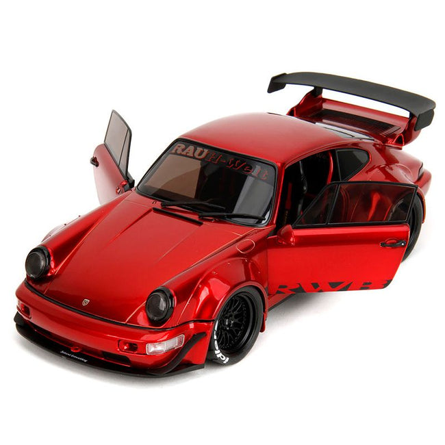 RWB Body Kit Red Metallic with Black Stripes "Pink Slips" Series 1/18 Diecast Model Car by Jada-Jada-ModelCars.com