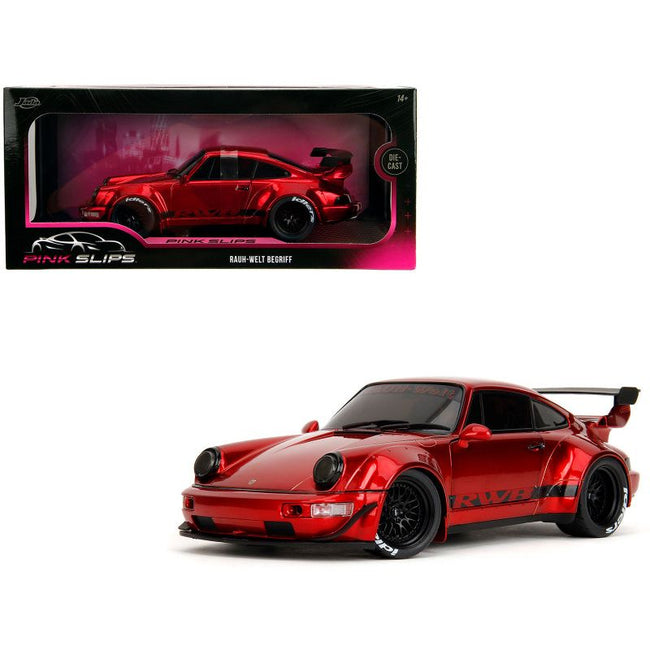 RWB Body Kit Red Metallic with Black Stripes "Pink Slips" Series 1/18 Diecast Model Car by Jada-Jada-ModelCars.com