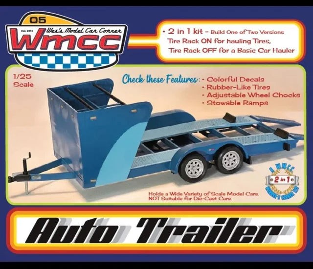 WES'S MODEL CAR CORNER #100AT1: 1/25 Scale Auto Trailer 2n1 Plastic Model Kit