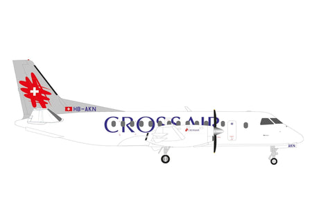 Saab 340 Commercial Aircraft "Crossair" (HB-AKN) White with Tail Graphics 1/200 Diecast Model Airplane by Herpa-GeminiJets-ModelCars.com