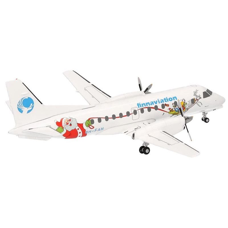 Saab 340 Commercial Aircraft "Finnaviation - Santa Livery" (OH-FAH) White with Graphics 1/200 Diecast Model Airplane by Herpa-Herpa-ModelCars.com