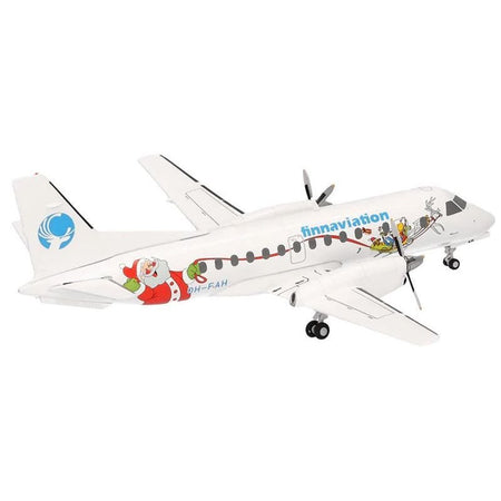 Saab 340 Commercial Aircraft "Finnaviation - Santa Livery" (OH-FAH) White with Graphics 1/200 Diecast Model Airplane by Herpa-Herpa-ModelCars.com