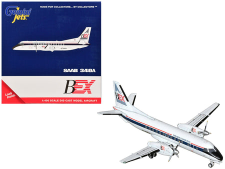 Saab 340A Commercial Aircraft "Business Express Airlines - The Delta Connection" (N749BA) White with Blue and Red Stripes 1/400 Diecast Model by GeminiJets-GeminiJets-ModelCars.com