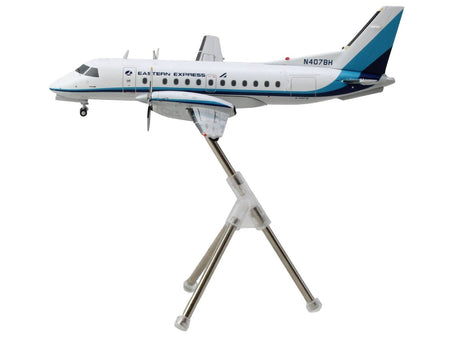 Saab 340A Commercial Aircraft "Eastern Express/Bar Harbor" (N407BH) White with Blue Stripes "Gemini 200" Series 1/200 Diecast Model Airplane by GeminiJets-GeminiJets-ModelCars.com