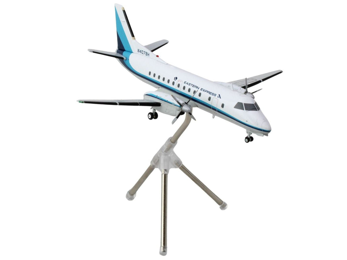 Saab 340A Commercial Aircraft "Eastern Express/Bar Harbor" (N407BH) White with Blue Stripes "Gemini 200" Series 1/200 Diecast Model Airplane by GeminiJets-GeminiJets-ModelCars.com